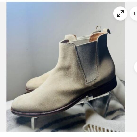 ALDO Mens Chelsea Boot Taupe Beige Suede Leather Sz 12 ALDOs Made In Europe - Picture 6 of 9